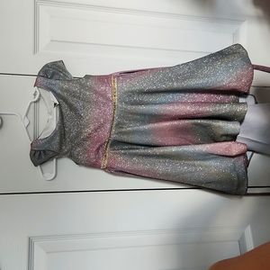 2T - Rare Edition- silver/pink glitter dress